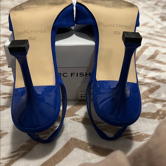 Marc Fisher Hadya Blue Suede Slingback Heels sz 8.5 - Picture 8 of 12